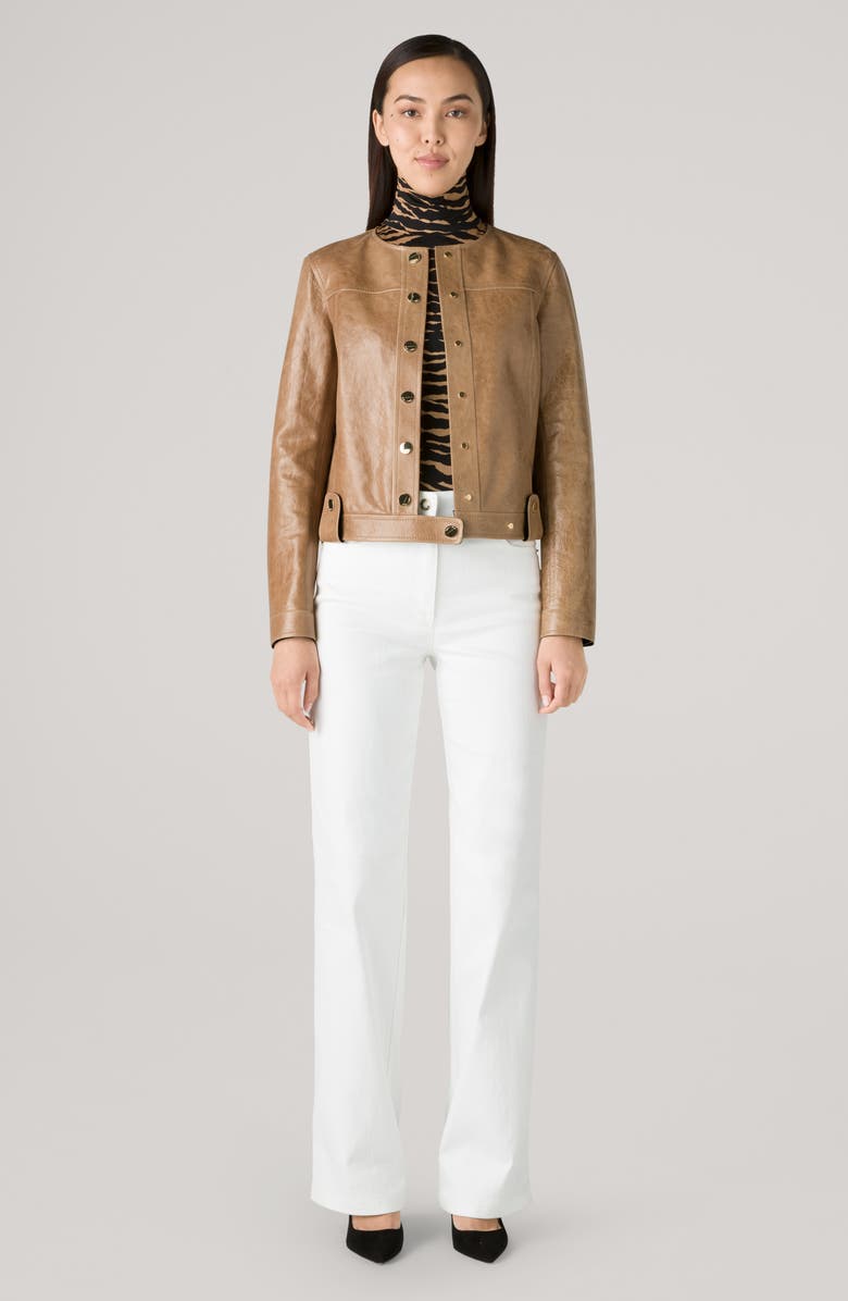 St. John Collection Nuda Tiger Print Turtleneck Top, Alternate, color, 