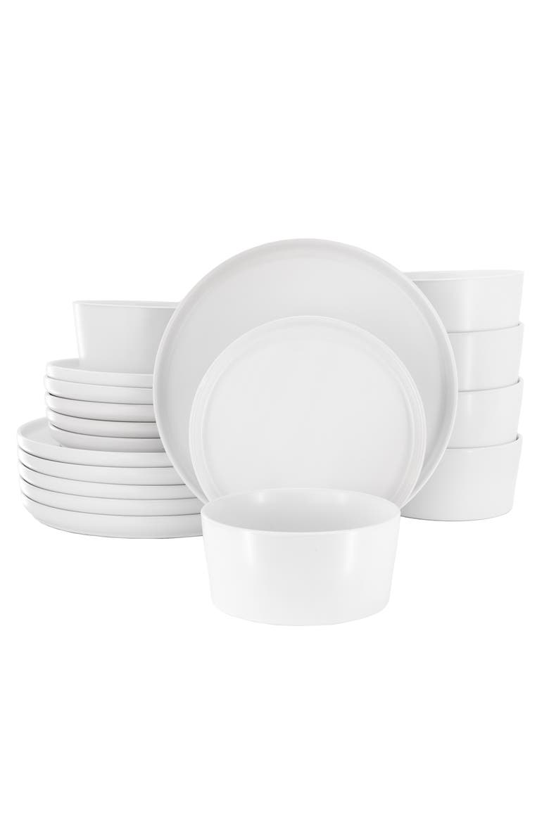 Josh 18 Piece Stoneware Dinnerware Set, Main, color, White