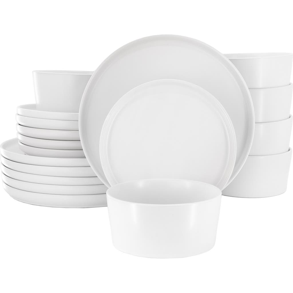 Elama Josh 18 Piece Stoneware Dinnerware Set In White