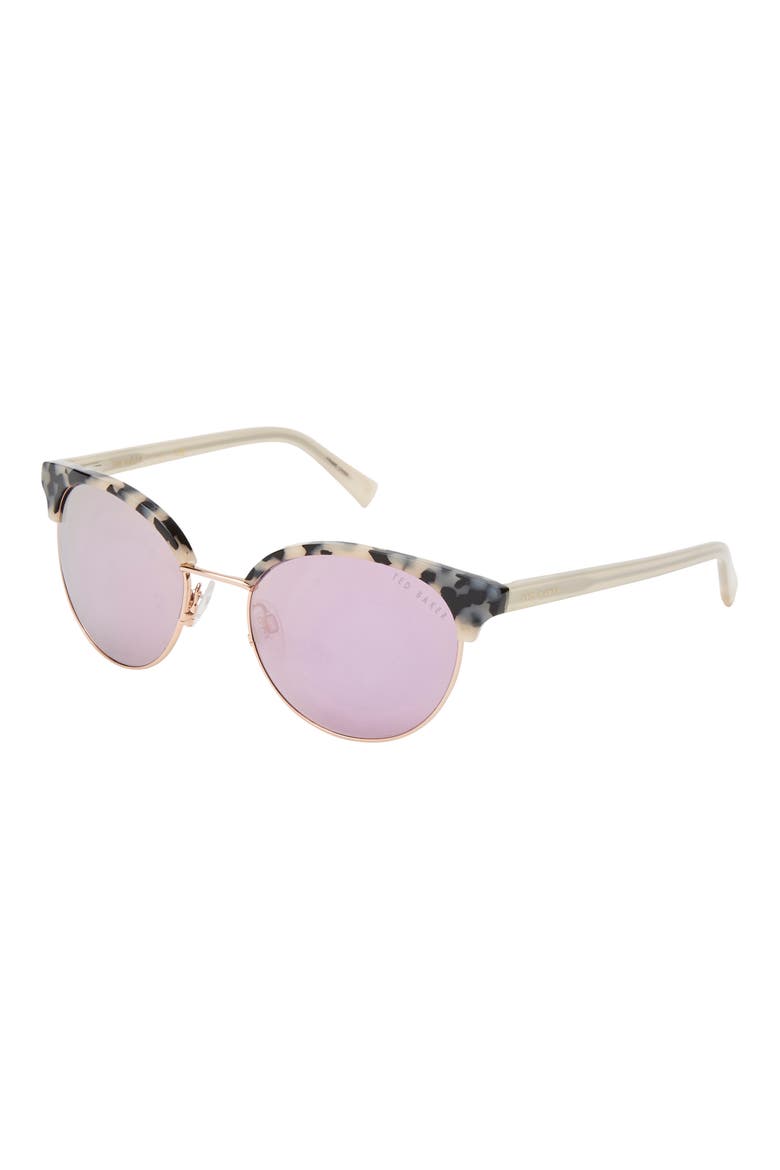 54mm Round Sunglasses, Alternate, color, IVORY TORTOISE