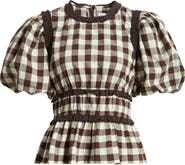 Damson Madder Everly Ruffle Puff Sleeve Peplum Top