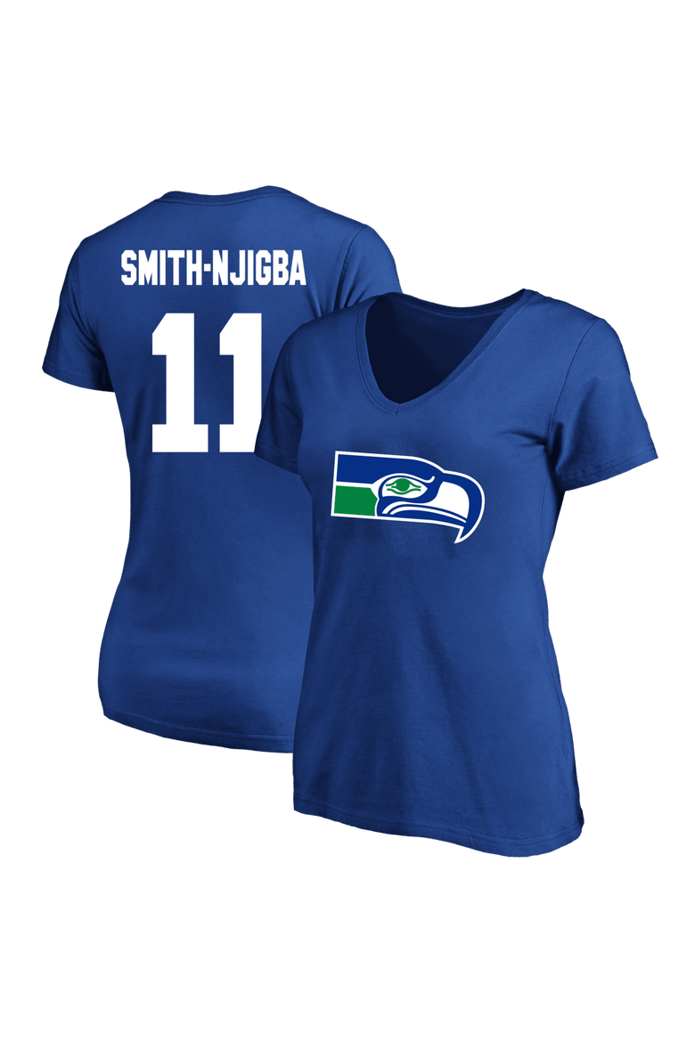 Women's Fanatics Jaxon Smith-Njigba Royal Seattle Seahawks Plus Size Name & Number V-Neck T-Shirt, Main, color, Royal