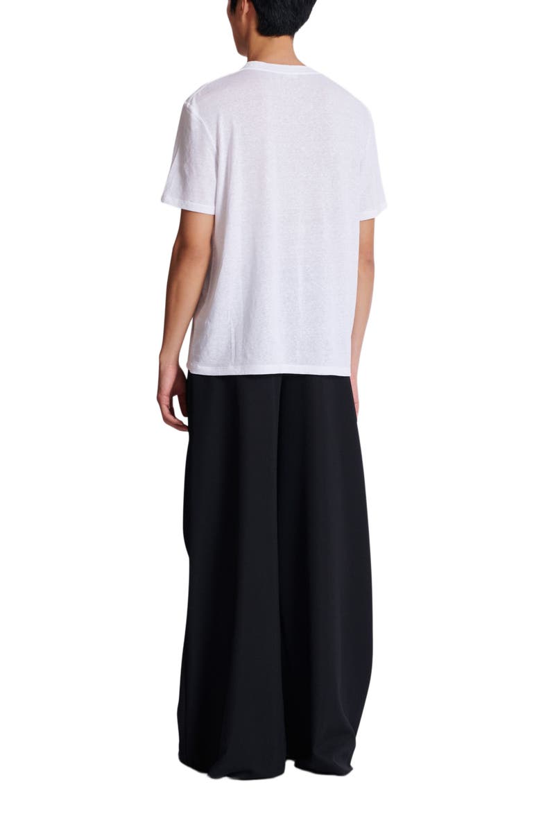 Balmain Écusson Embroidered Linen T-Shirt, Alternate, color, White