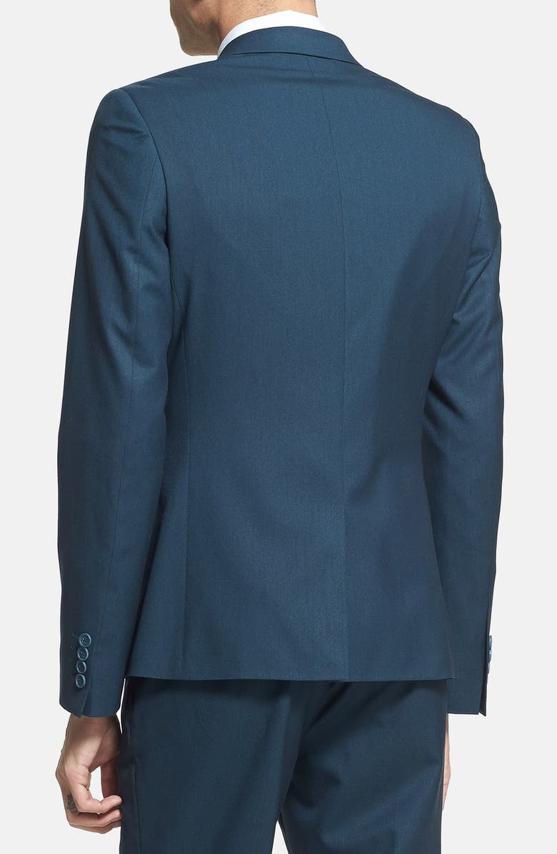 Topman Skinny Fit Teal Suit Jacket, Alternate, color,