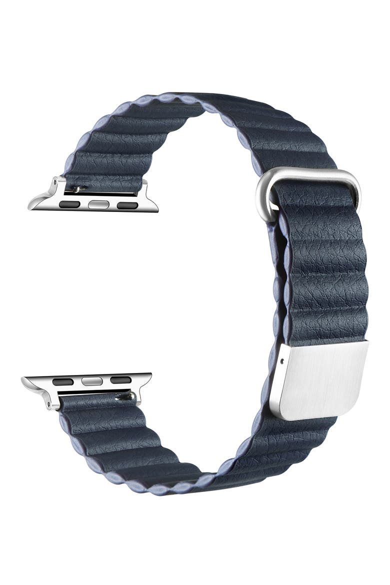 Dakota Faux Leather Apple Watch® Watchband, Alternate, color, NAVY