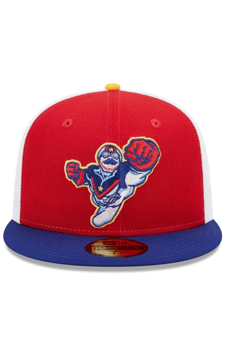 New Era Men's New Era Red/Blue Kannapolis Cannon Ballers Marvel x Minor League 59FIFTY Fitted Hat, Alternate, color, Red