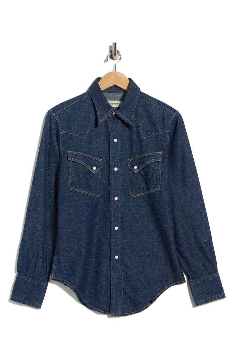 BUCK MASON Point Rider Western Snap-Up Denim Shirt, Alternate, color, Blue