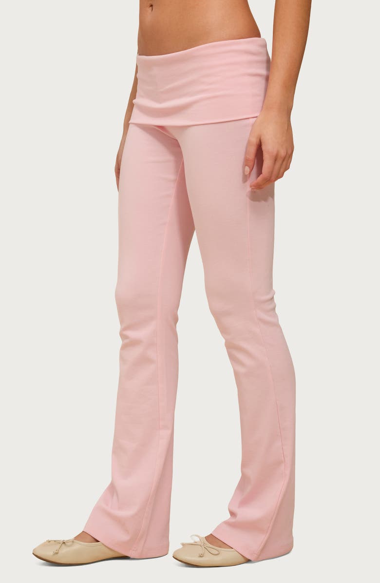 EDIKTED Ivanne Foldover Stretch Cotton Flare Pants, Alternate, color, 