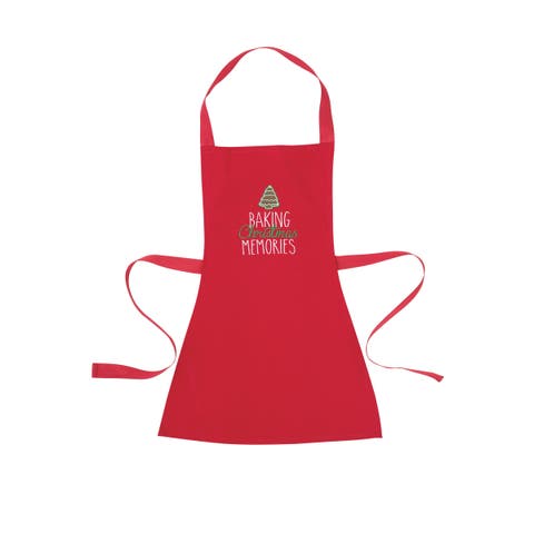 15" x 20" Christmas "Baking Christmas Memories" Children's Embroidered Cooking Apron w/ Tying Straps
