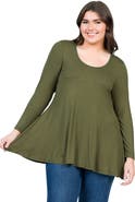 24seven Comfort Apparel Poised Long Sleeve Swing Tunic Top