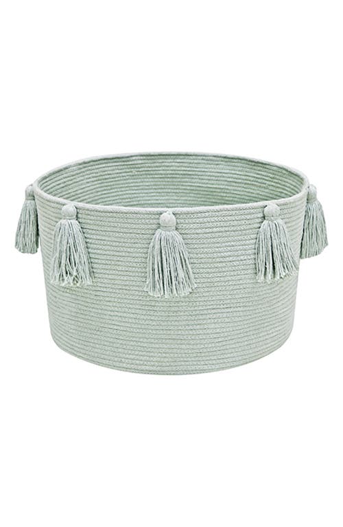 Lorena Canals Tassel Basket In Blue Sage