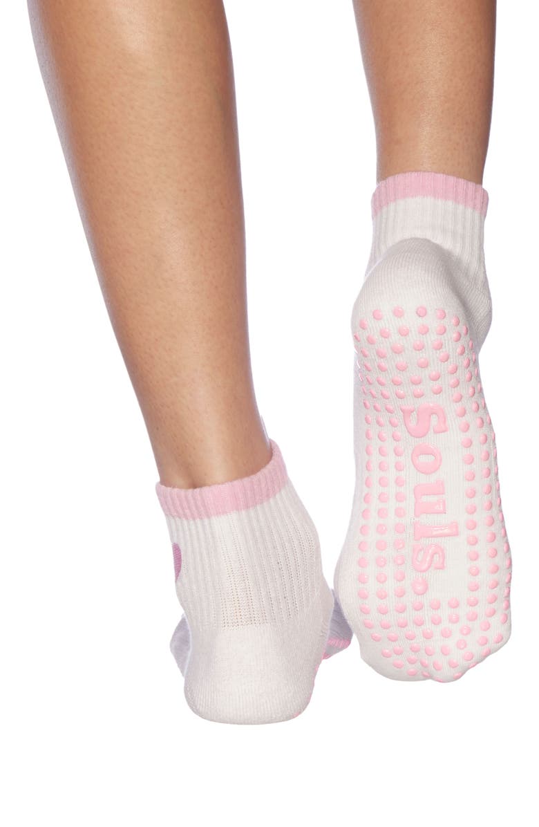 Souls. Pink Heart Ankle Grip Socks, Alternate, color, White