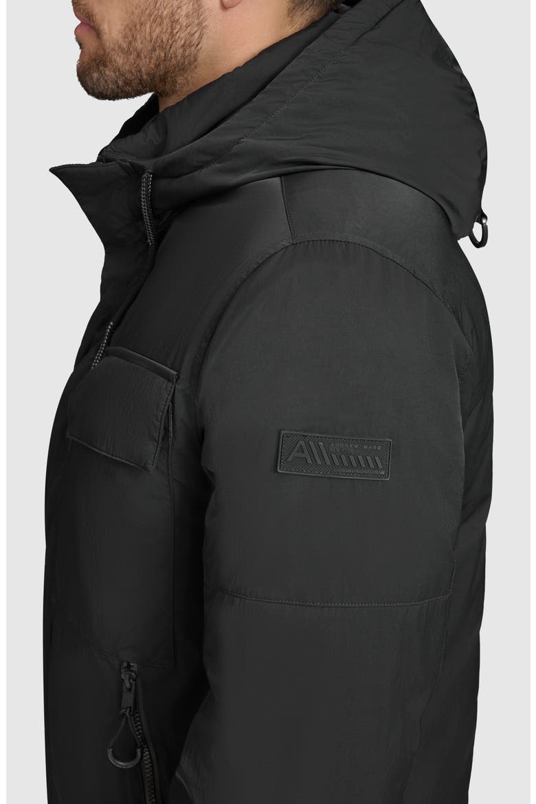 Hooded Utility Down & Feather Fill Jacket, Alternate, color, BLACK