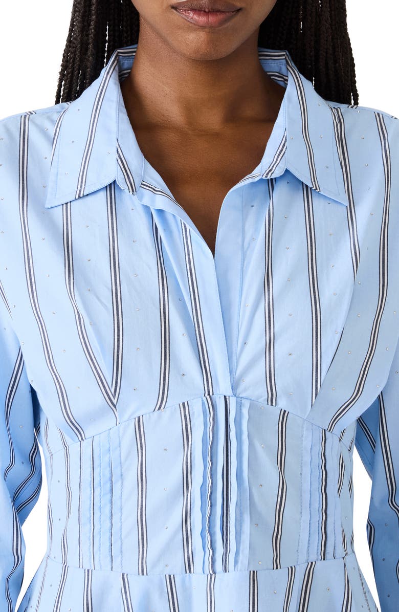 Steve Madden Ariany Smocked Long Sleeve Shirtdress, Alternate, color, Estate Blue