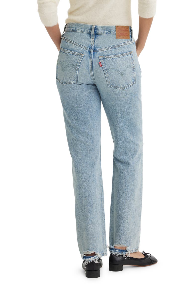 501® Ripped High Waist Straight Leg Jeans, Alternate, color, MORNING JOYRIDE
