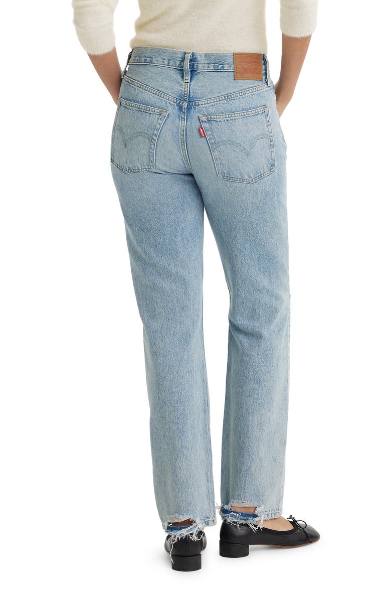 Levi's<sup>®</sup> 501<sup>®</sup> Ripped High Waist Straight Leg Jeans, Alternate, color, Morning Joyride