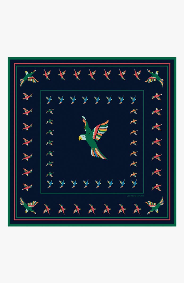 Jessie Zhao New York Sky Parade Double Sided Silk Scarf, Main, color, Blue