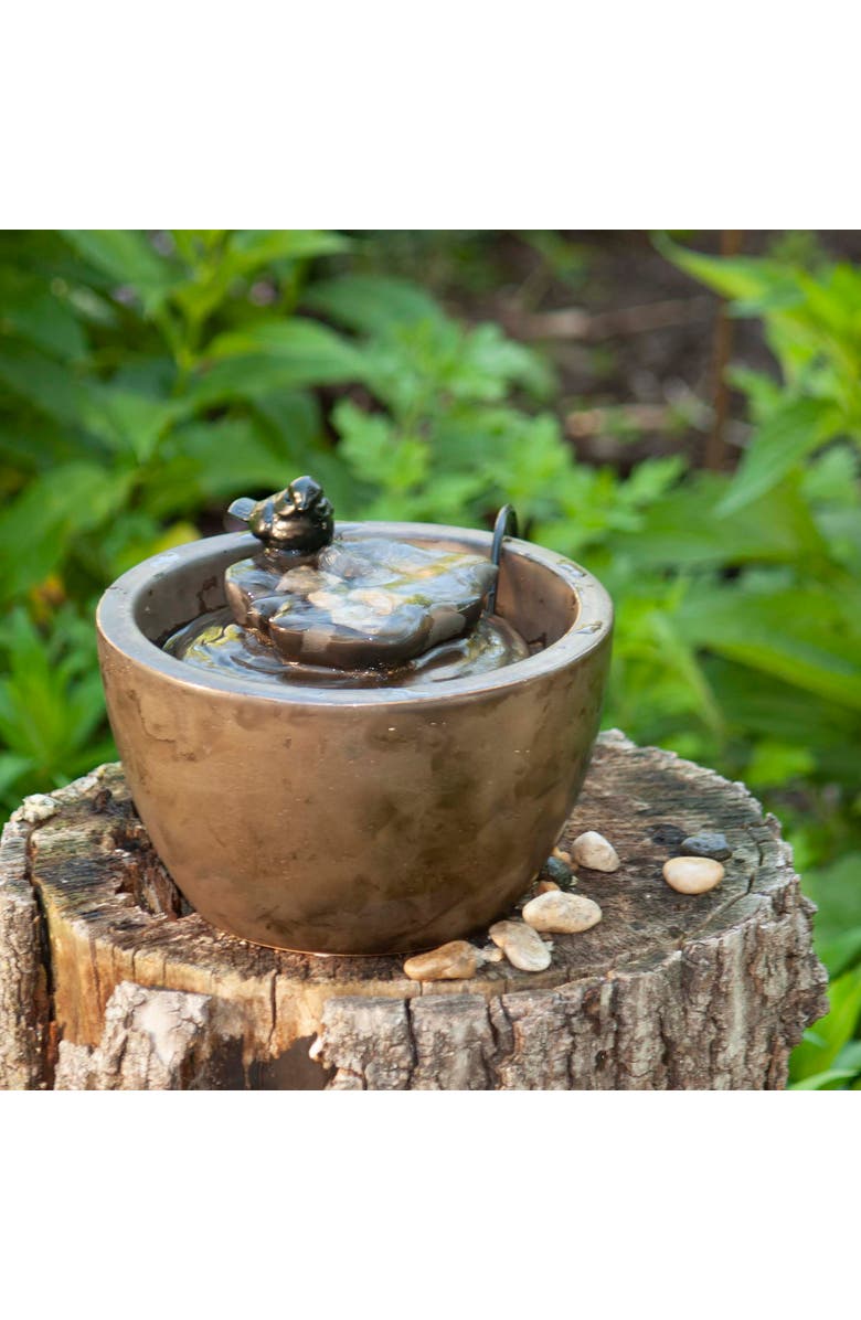 Foreside Home and Garden Bronze Bird on Leaf Indoor Water Fountain With Pump, Alternate, color, Brown