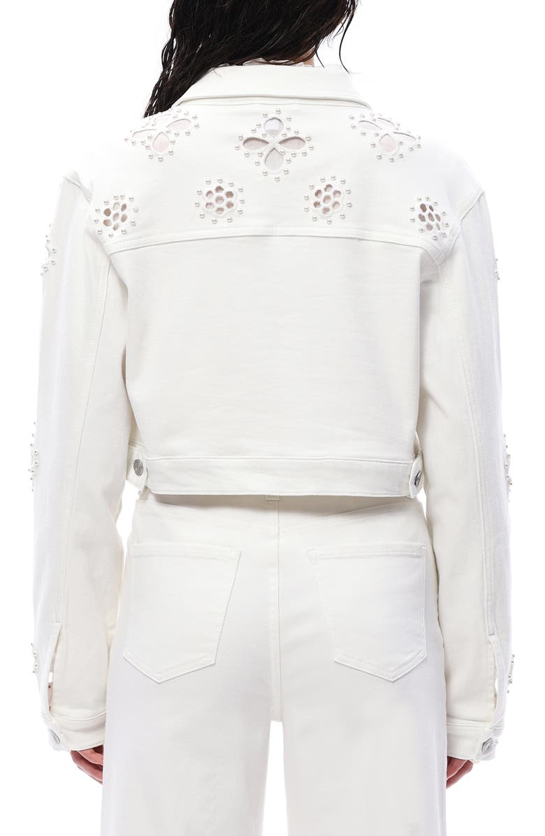 Bayeas Crop Denim Trucker Jacket, Alternate, color, White