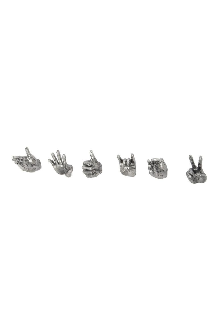 Stone Counter Display Rack WILLOW ROW Silvertone Polystone Modern Floating Hands Sculpture - Set ...