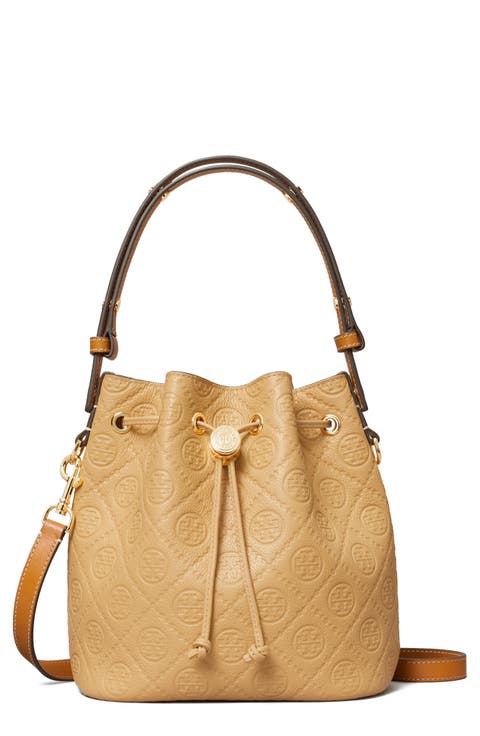 T Monogram Debossed Bucket Bag