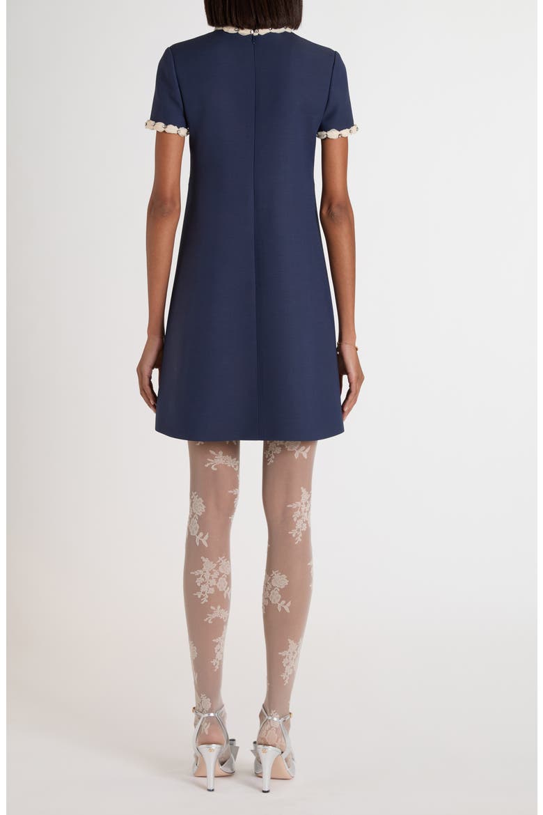Crystal Embellished Bow Shift Dress, Alternate, color, INDIGO MULTI