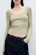 MANGO Scoop Neck Crop Rib Sweater