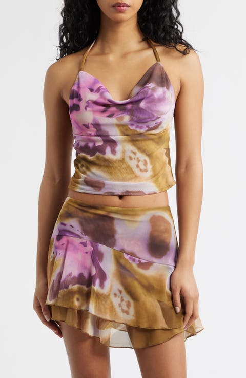 Gustito Print Halter Crop Top