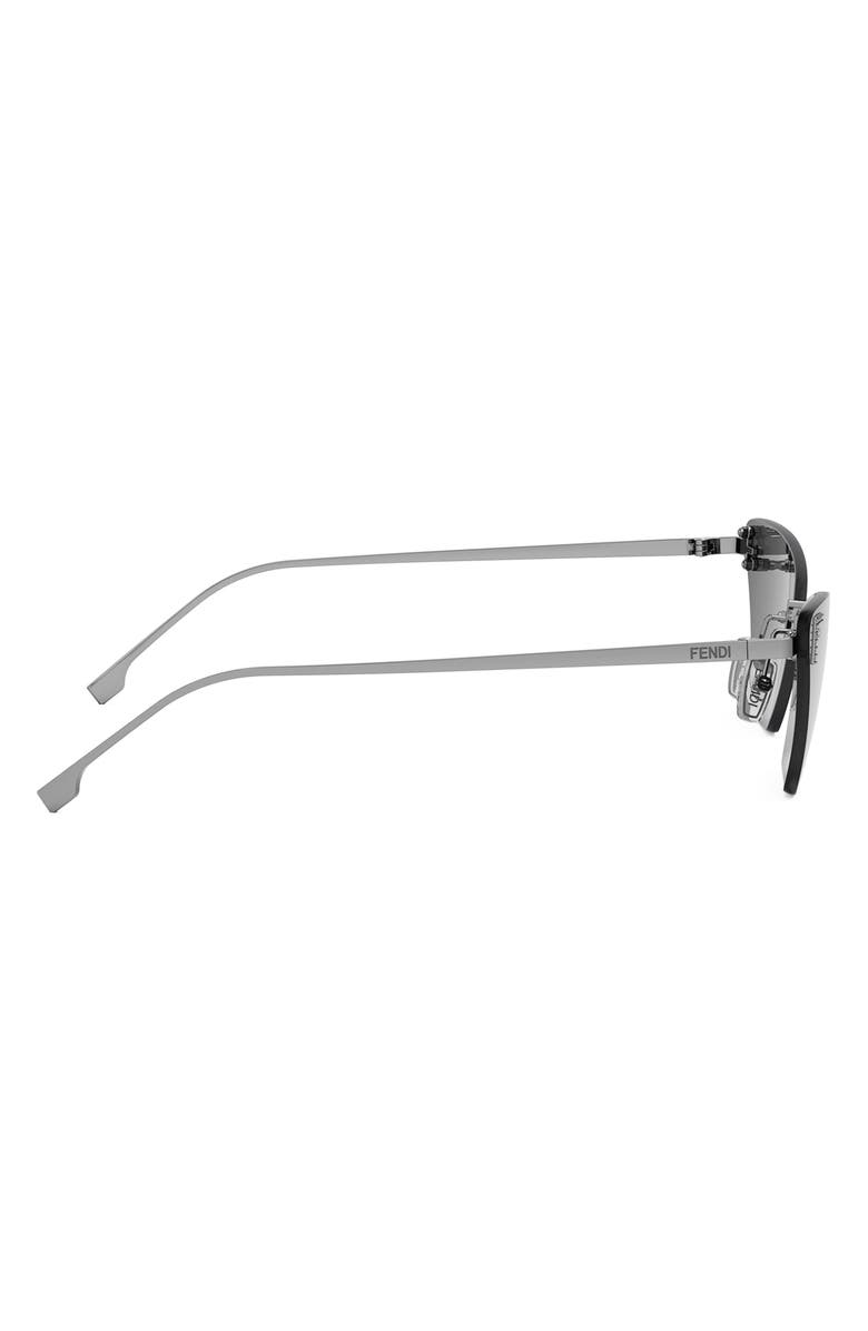 Fendi First Crystal 57mm Cat Eye Sunglasses, Alternate, color, Shiny Light Ruthenium / Smoke