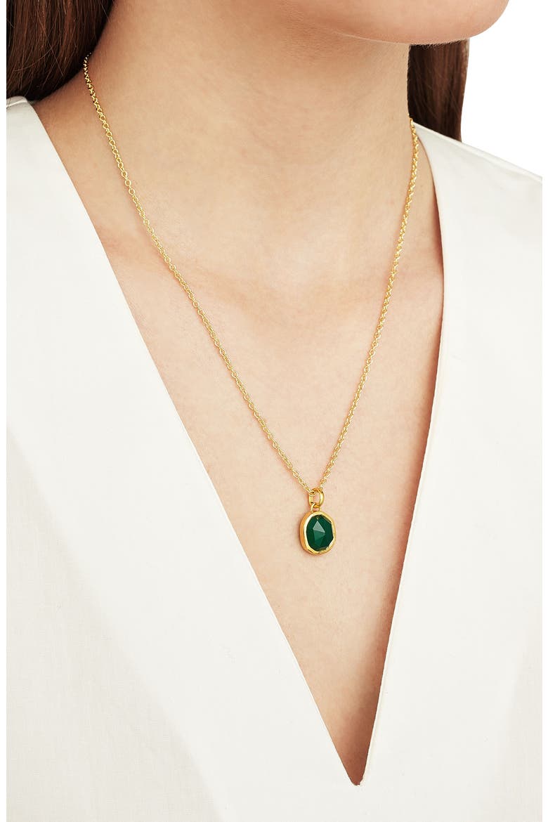 Siren Semiprecious Stone Pendant Charm, Alternate, color, GREEN ONYX/ YELLOW GOLD