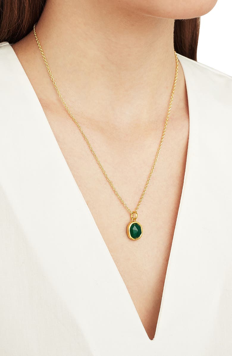 Monica Vinader Siren Semiprecious Stone Pendant Charm, Alternate, color, Green Onyx/ Yellow Gold