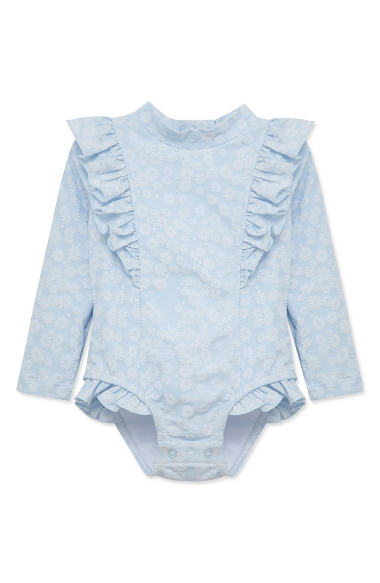 Little Me Daisy Long Sleeve One-Piece Rashguard Swimsuit, Main, color,