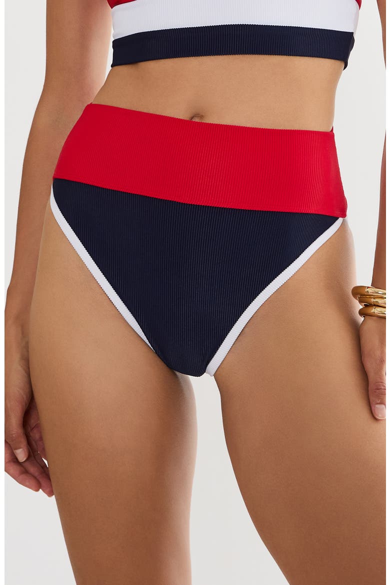 Emmy Colorblock High Waist Bikini Bottoms, Main, color, TWILIGHT FIREWORK COLORBLOCK