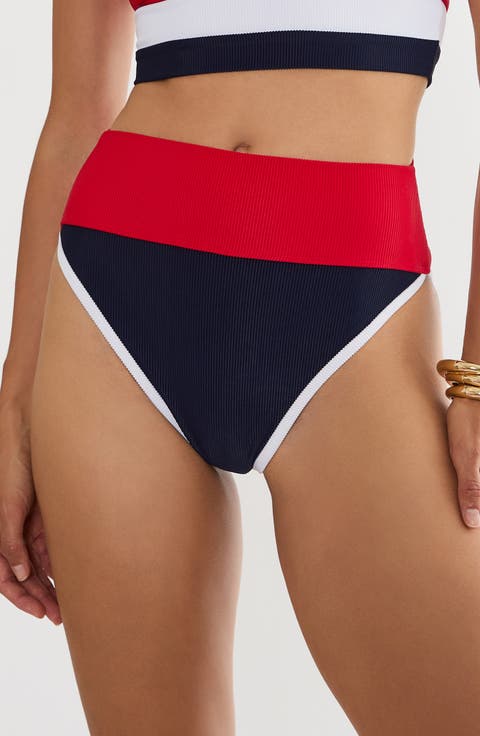 Emmy Colorblock High Waist Bikini Bottoms