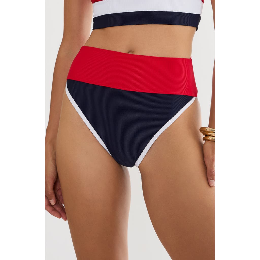 Beach Riot Emmy Colorblock High Waist Bikini Bottoms in Twilight Firework Colorblock at Nordstrom, Size Small