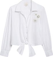 Cinq à Sept Marianna Crunchy Flower Appliqué Tie Front Shirt