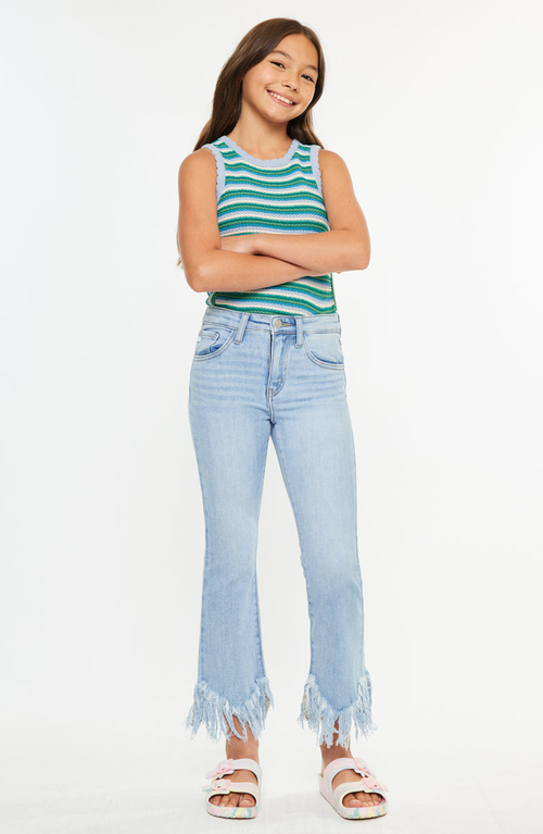 Kancan Beth High Rise Cropped Bootcut Jeans In Blue