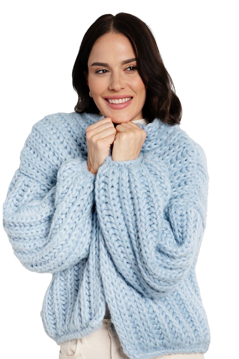 Chunky Knit Cardigan, Alternate, color, BLUE