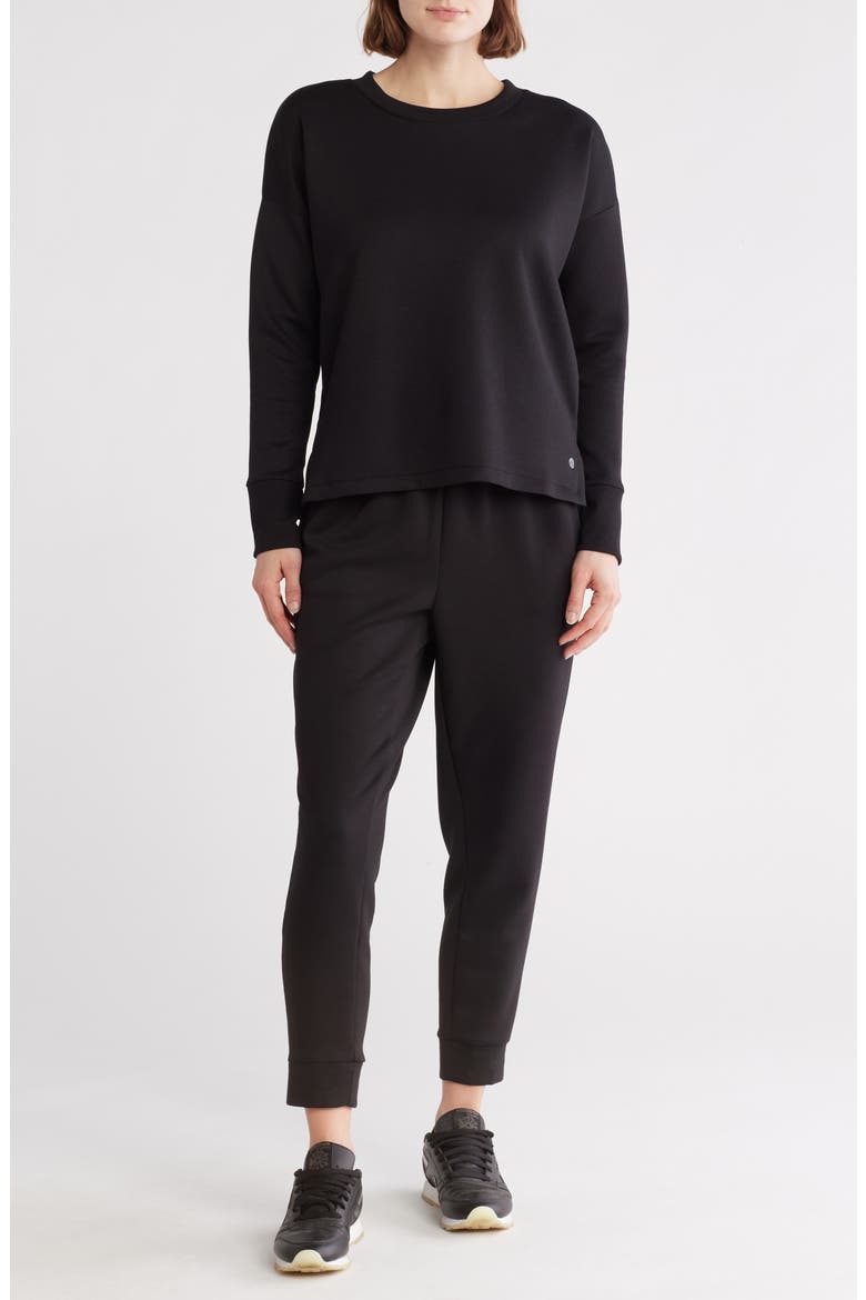 Uptown Scuba Knit Pullover & Joggers Set, Main, color, RICH BLACK