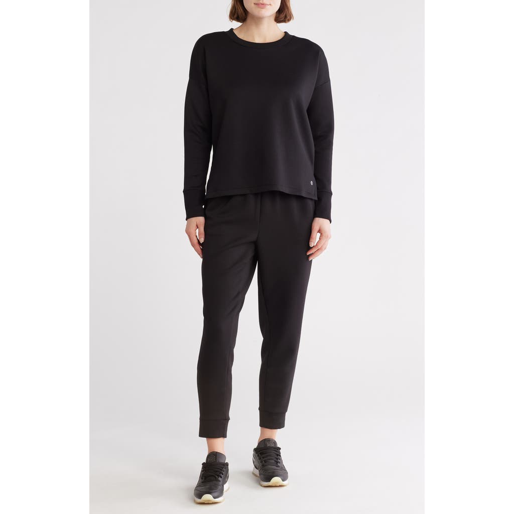 Apana Uptown Scuba Knit Pullover & Joggers Set In Rich Black