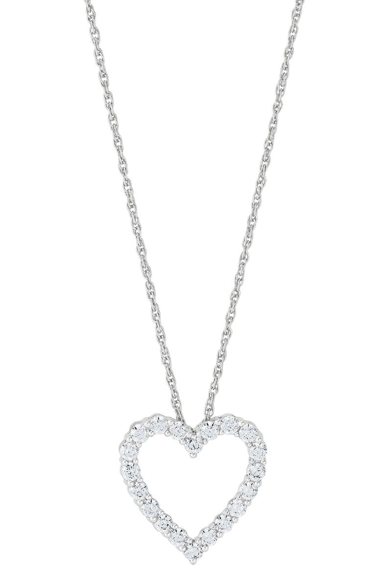 Frankie & Zoe 10K White Gold Lab Grown Diamond Open Heart Pendant Necklace, Main, color, White Gold