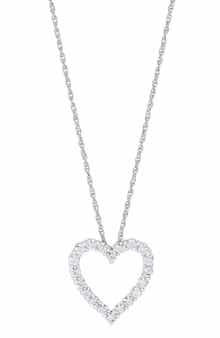Frankie & Zoe 10K White Gold Lab Grown Diamond Open Heart Pendant Necklace