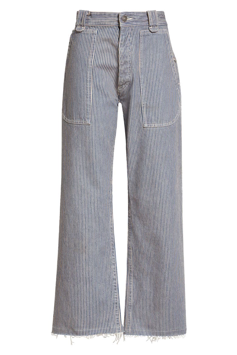 Ermina Hickory Stripe High Waist Straight Leg Jeans, Alternate, color, BLUE/ WHITE