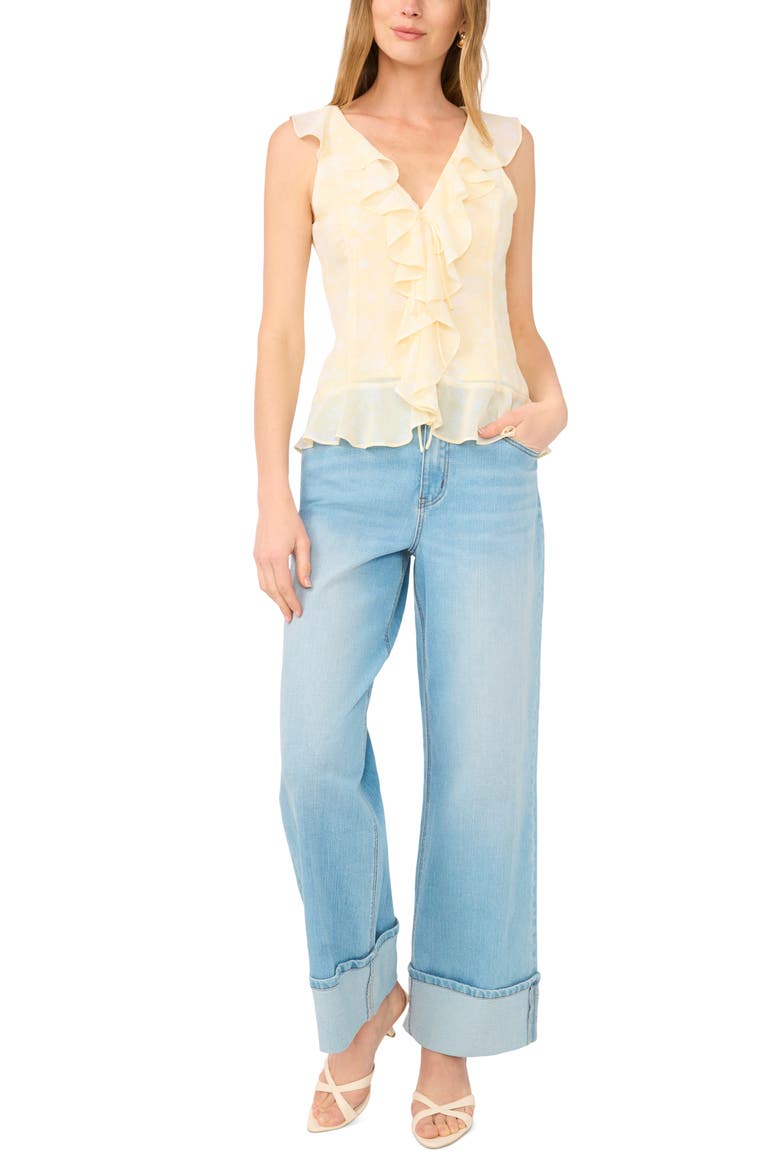 Ruffle V-Neck Top, Alternate, color, PASTEL YELLOW