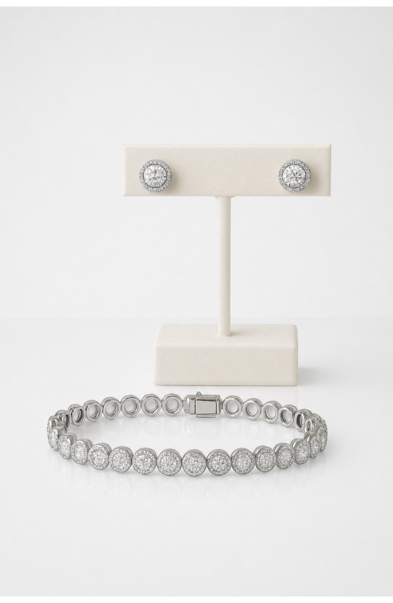 Moissanite Tennis Bracelet & Stud Earring Set