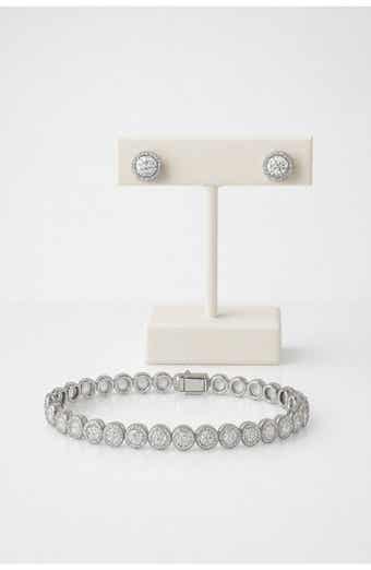 Moissanite Tennis Bracelet & Stud Earring Set