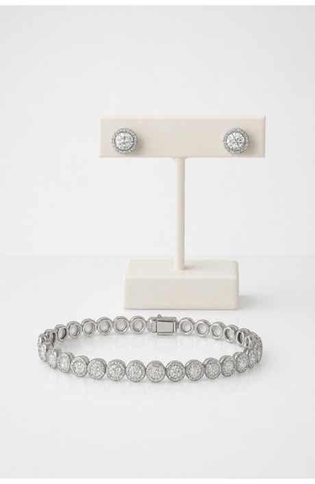 Moissanite Tennis Bracelet & Stud Earring Set