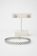 BEST SILVER Moissanite Tennis Bracelet & Stud Earring Set