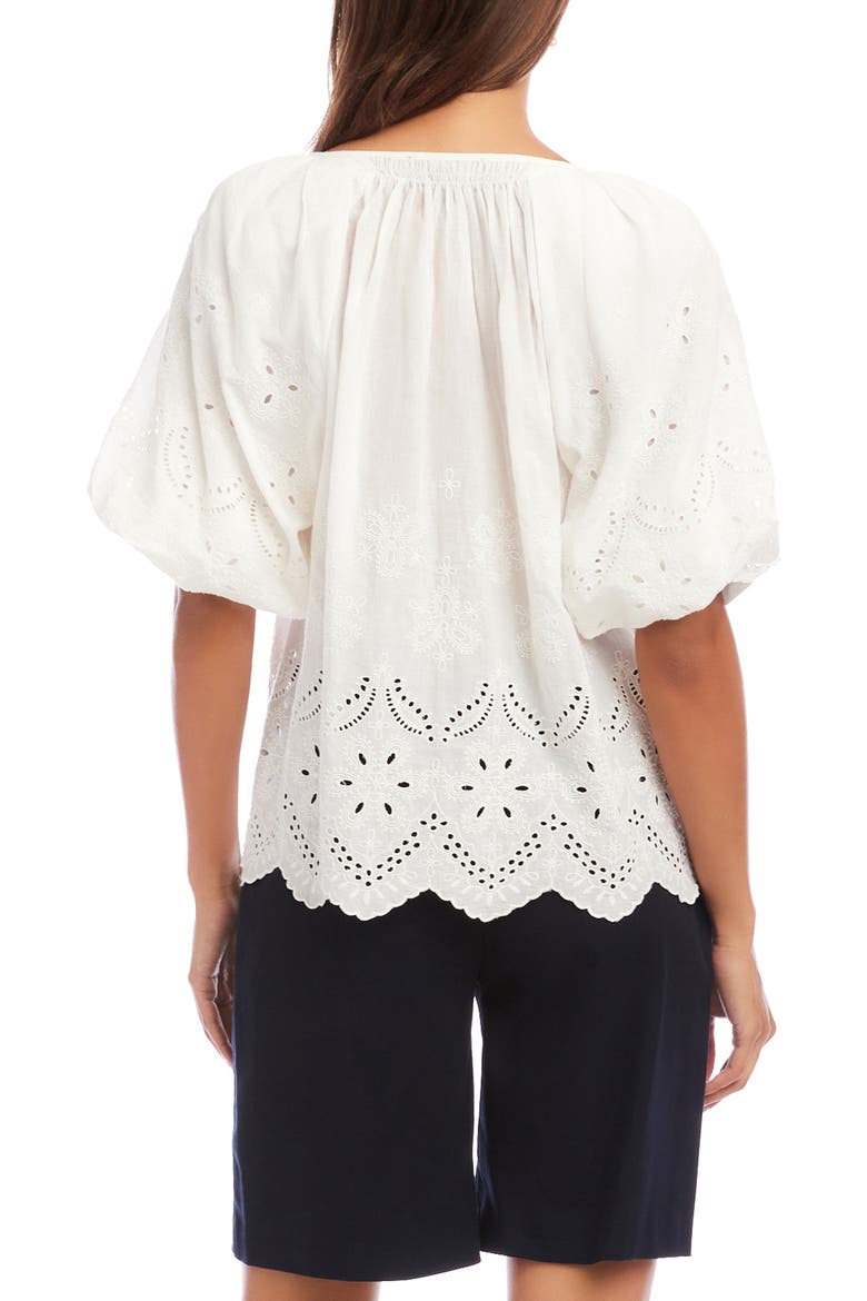 Eyelet Embroidered Cotton Button-Up Top, Alternate, color, WHITE