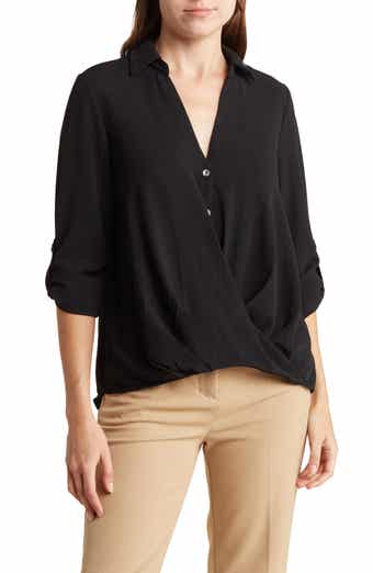 CHENAULT Surplice Long Sleeve Wrap Top